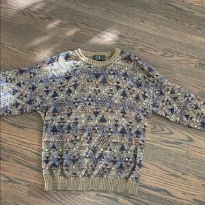 Men's Tan and      Gray Crewneck Sweater